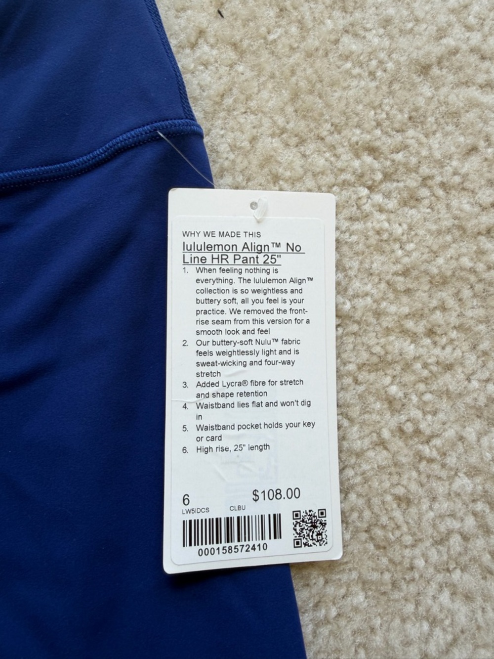 Women’s Lululemon Align No Line HR Pant 25" - Club Blue Size 6 NWT